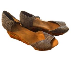 Toms Denim and Floral Wedge Shoes